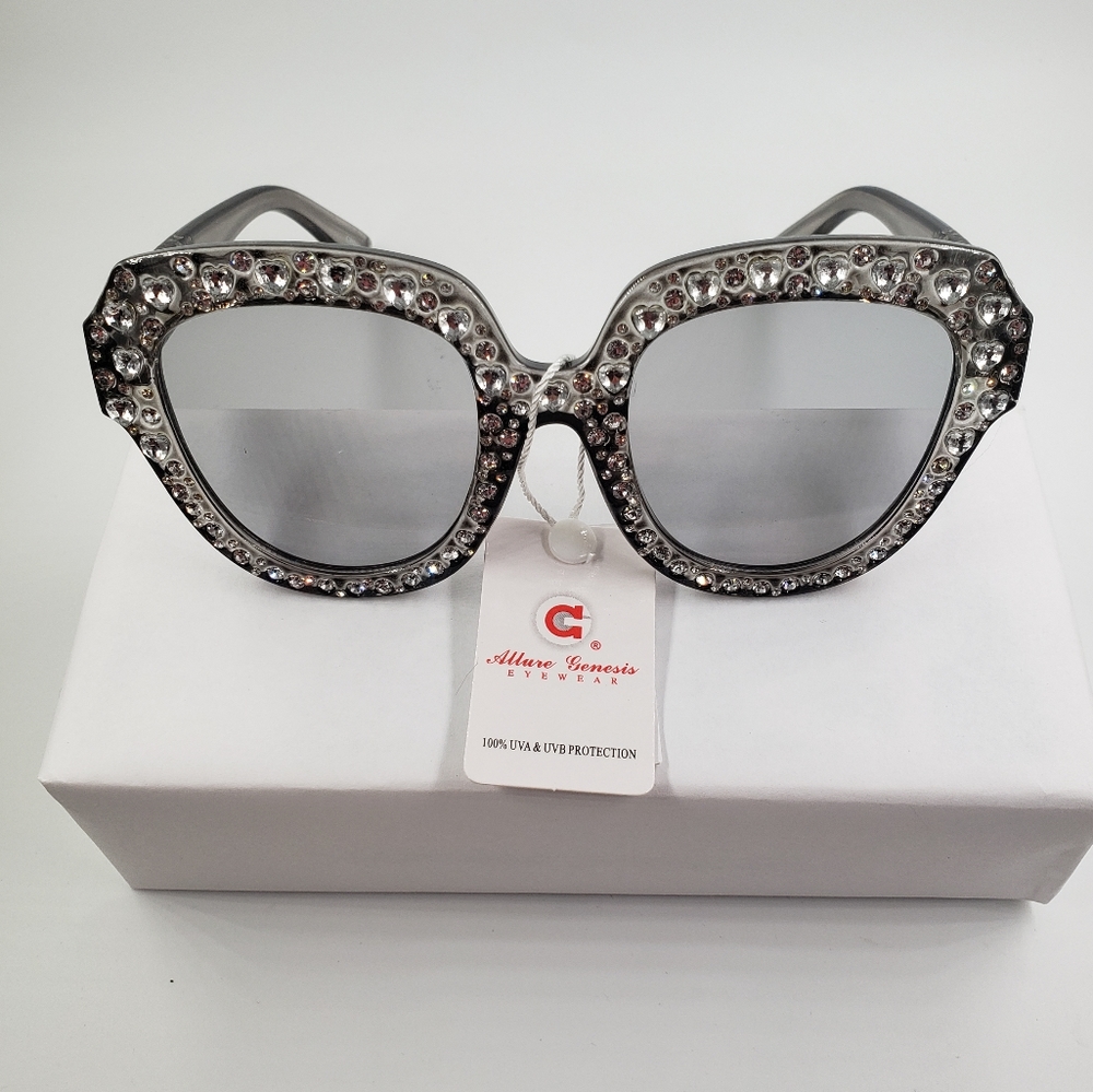 Women's Gray  embellished sunglasses.